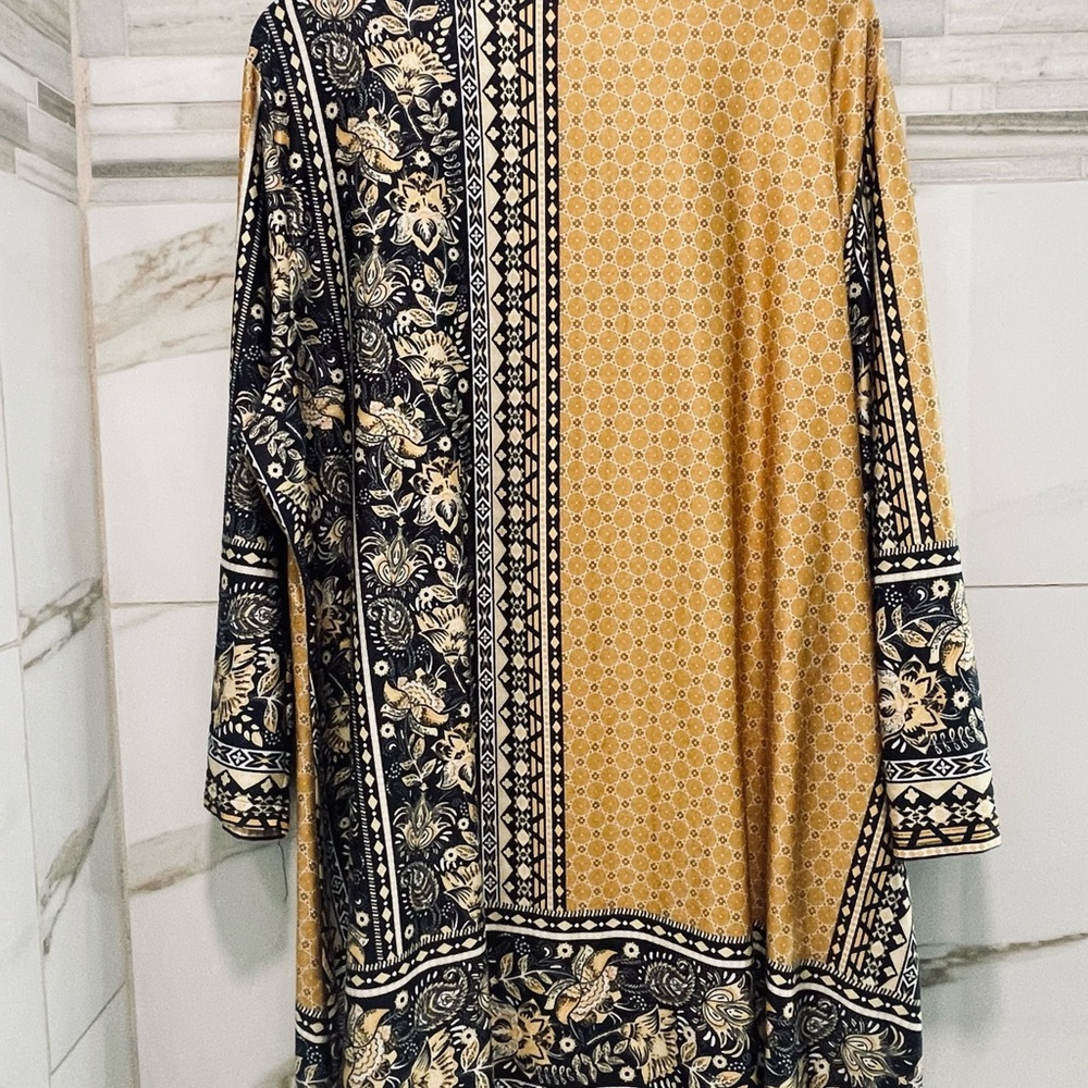 Lilly Women’s Boho Maxi Dress 3/4 Sleeve Mustard Black Floral 4XL Western comfy - Picture 6 of 12